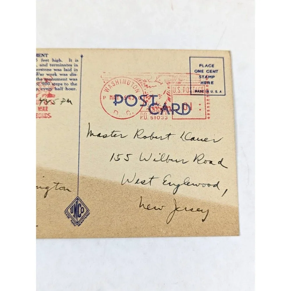 Vintage Postcard‎ Washington DC Monument United States Capital Travel Posted USA